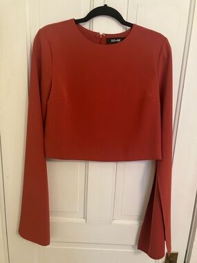 DO+BE Rust-Red Long Sleeve Cropped Top